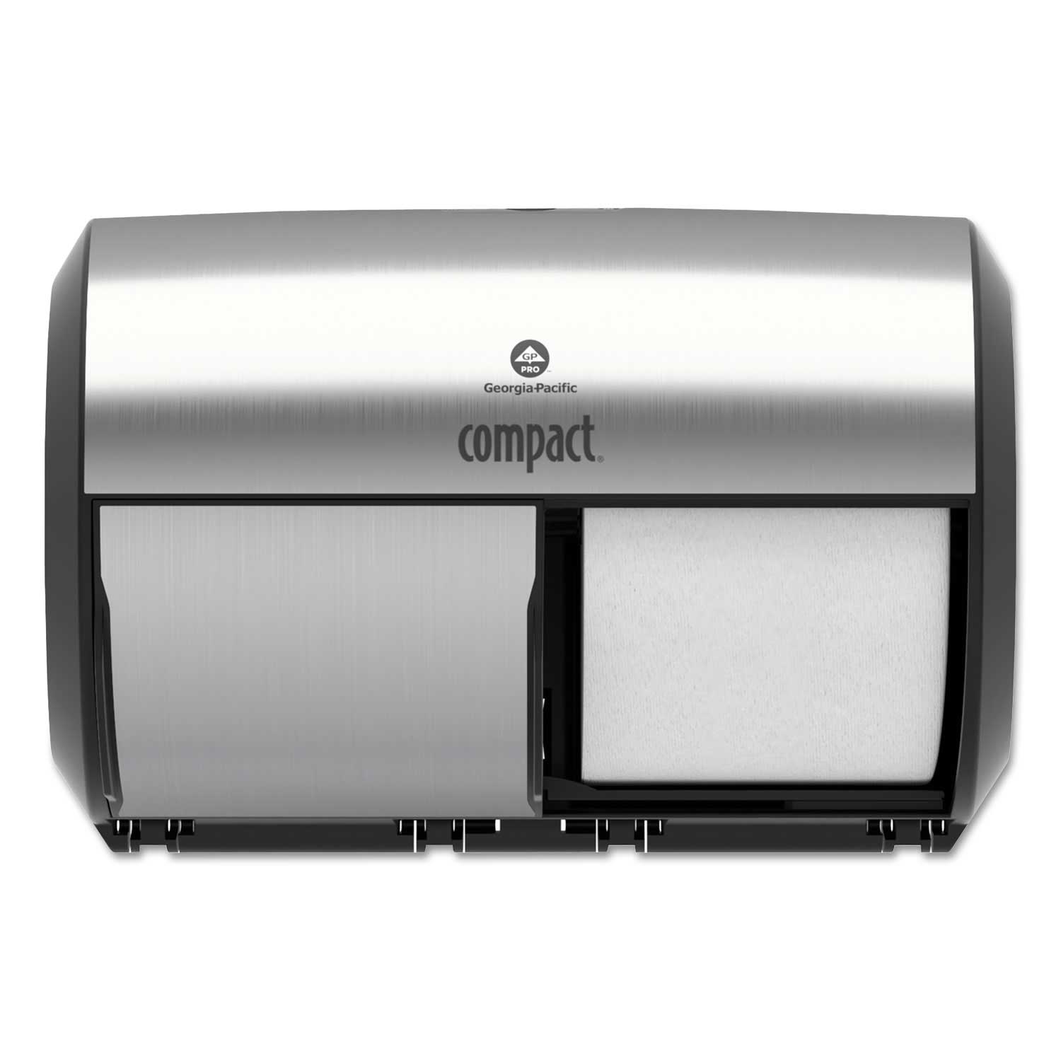 Georgia Pacific Professional Stainless Steel Compact Coreless Side by Side Two Roll Dispenser, 11 x 7.4 x 7.4 inch