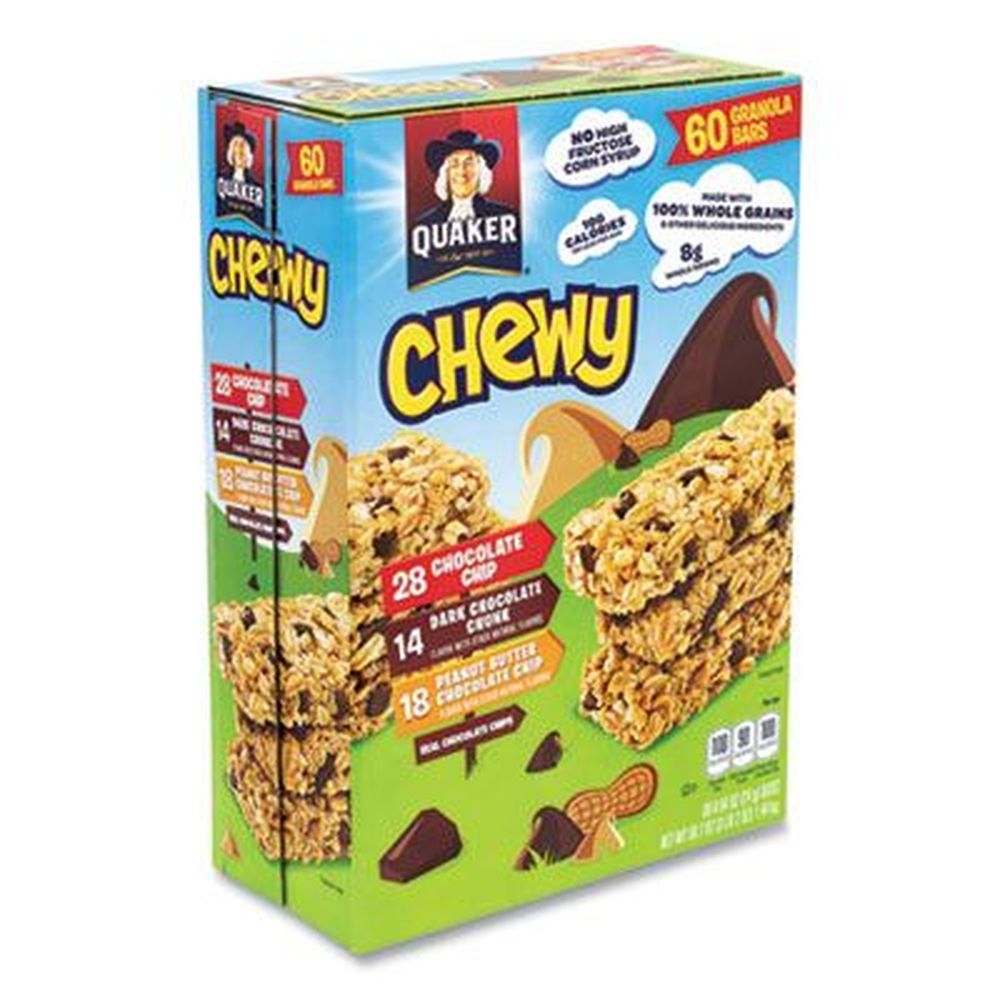 Quaker Chewy Chocolate Chip Granola Bar, 0.84 Ounce Bar -- 60 bars per box