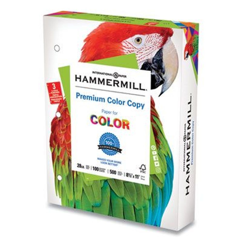 Hammermill 3-Hole Premium Photo White Copy Print Paper, 28 Pound Bond Weight, 500 Sheets per Ream -- 8 Reams per case