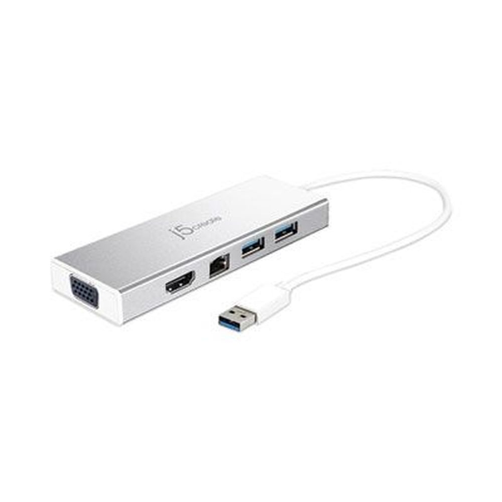 j5create Silver Dual Monitor Docking Station for PC/Mac