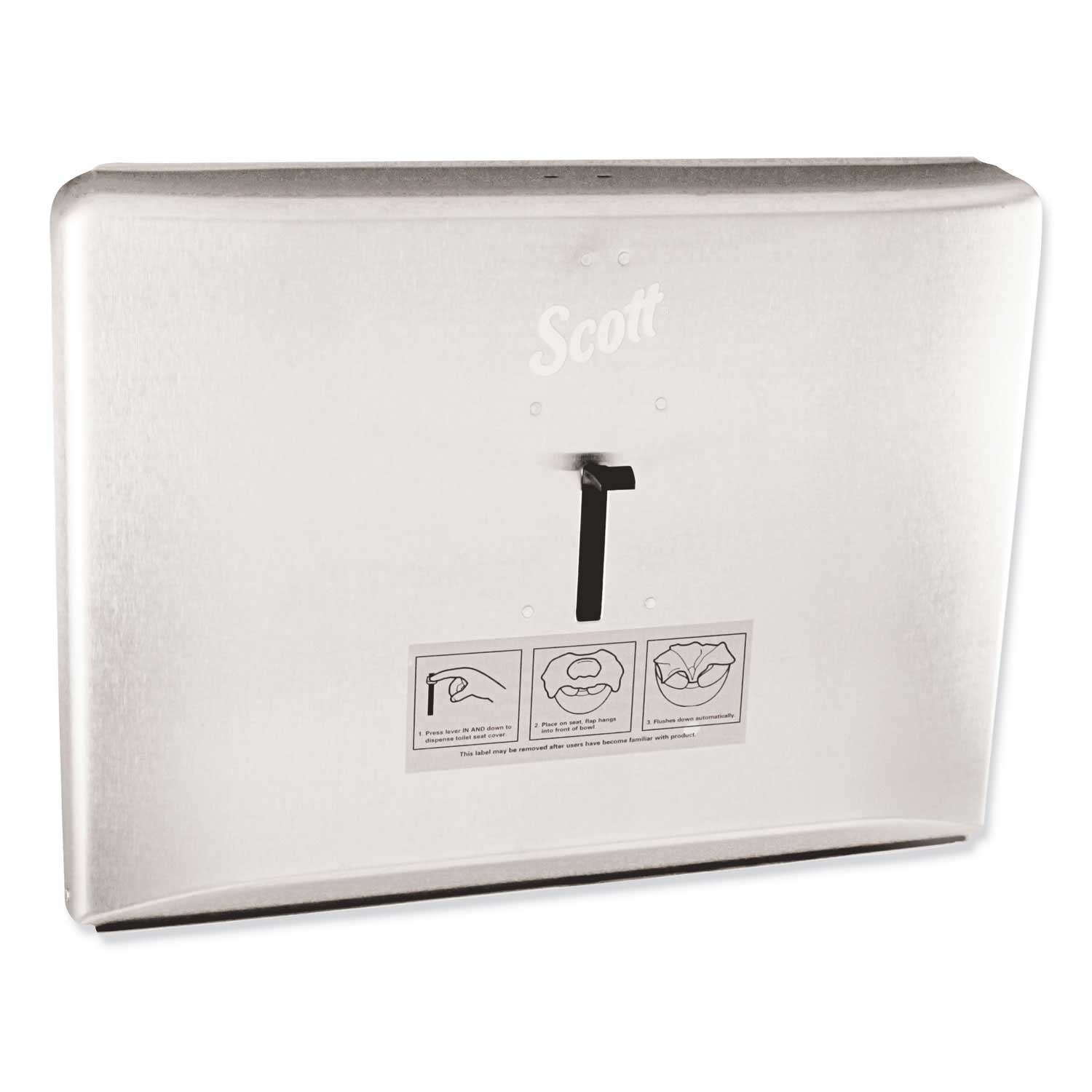 Scott Stainless Steel Personal Seat Toilet Seat Cover Dispenser, 16.6 x 12.3 x 2.5 inch