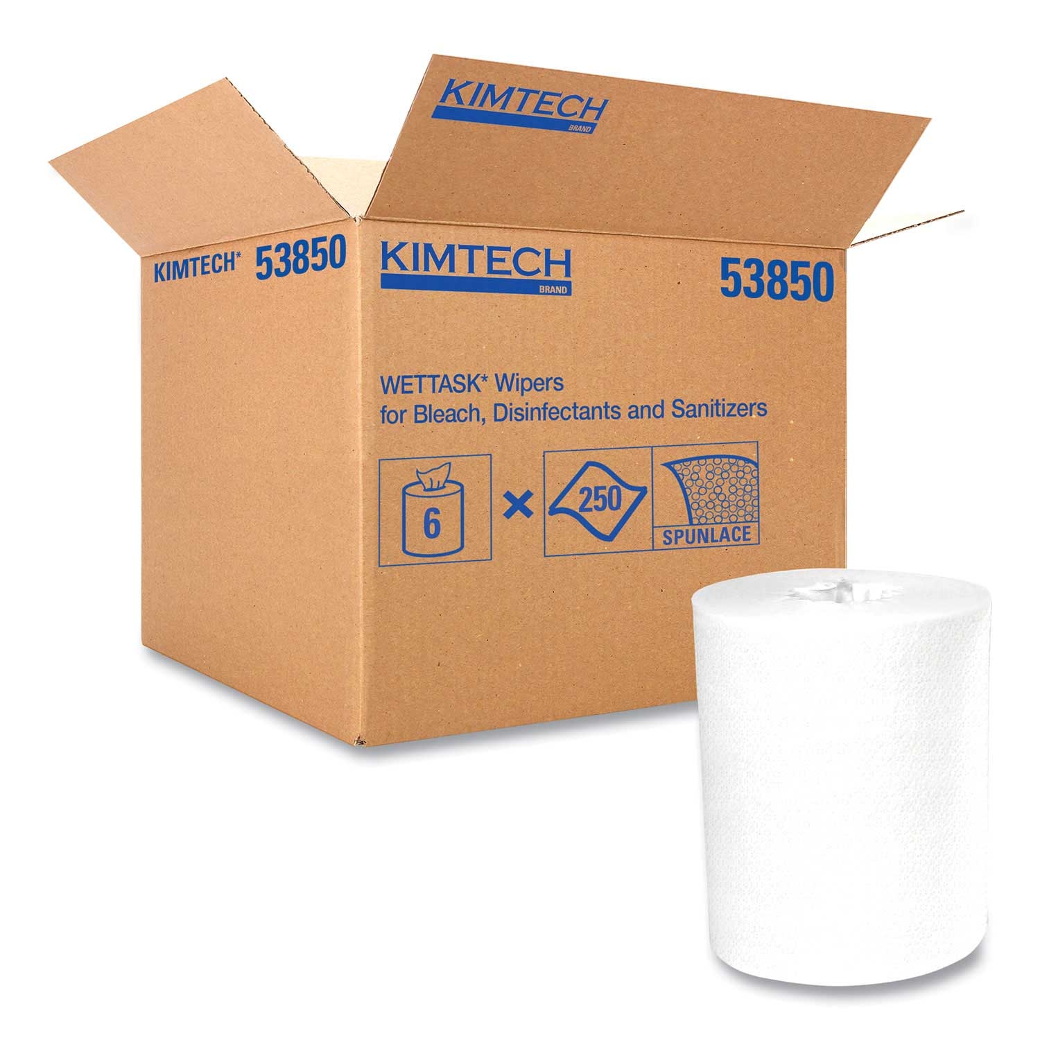 Kimtech Wettask System Prep Wipers for Bleach, Disinfectants and Sanitizers Hygienic Enclosed System Refills - 250 per roll -- 6 rolls per case