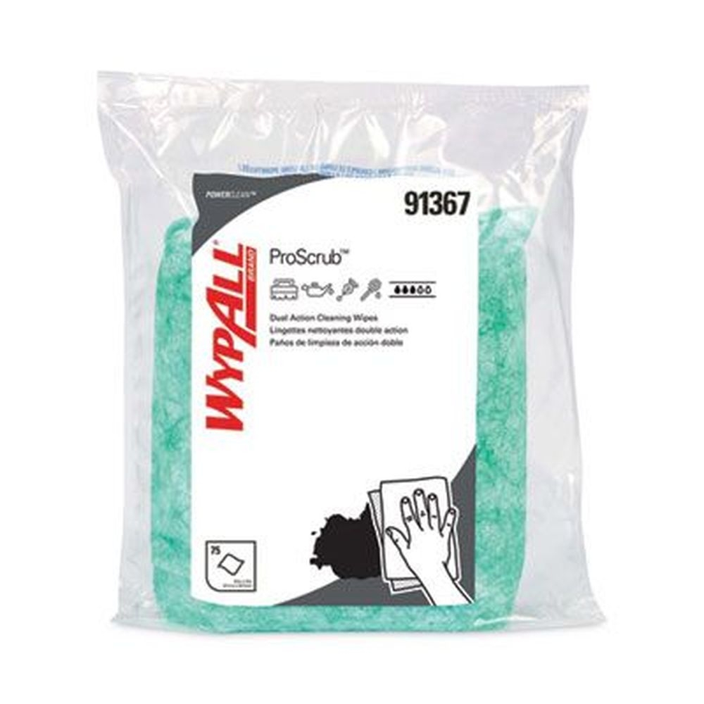WypAll Citrus Scent Green Power Clean ProScrub Pre-Saturated Wipes, 12 x 9.5 inch - 75 per pack -- 6 packs per case