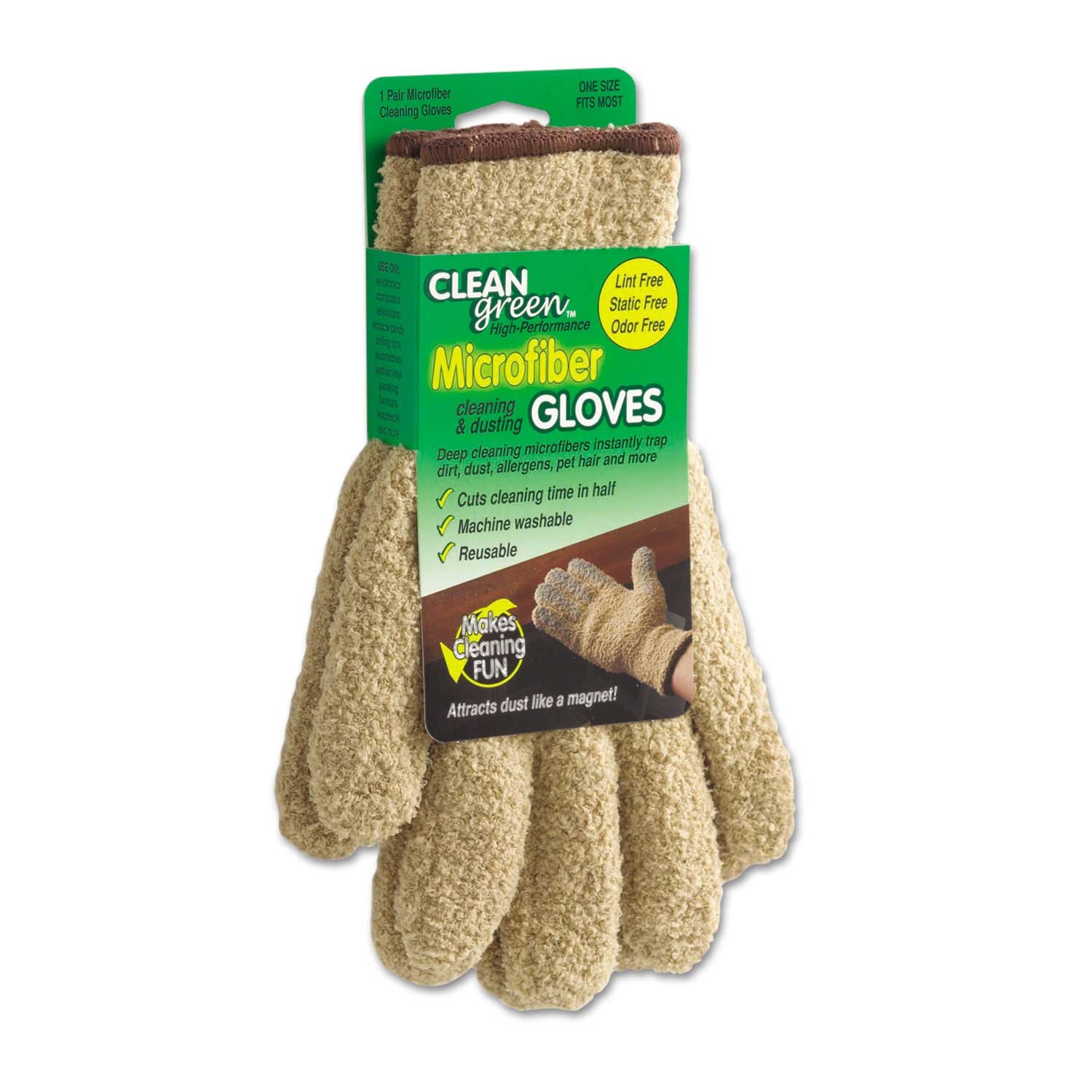Master Caster Cleangreen Microfiber Cleaning and Dusting Gloves, 10 x 5 inch -- 1 pair