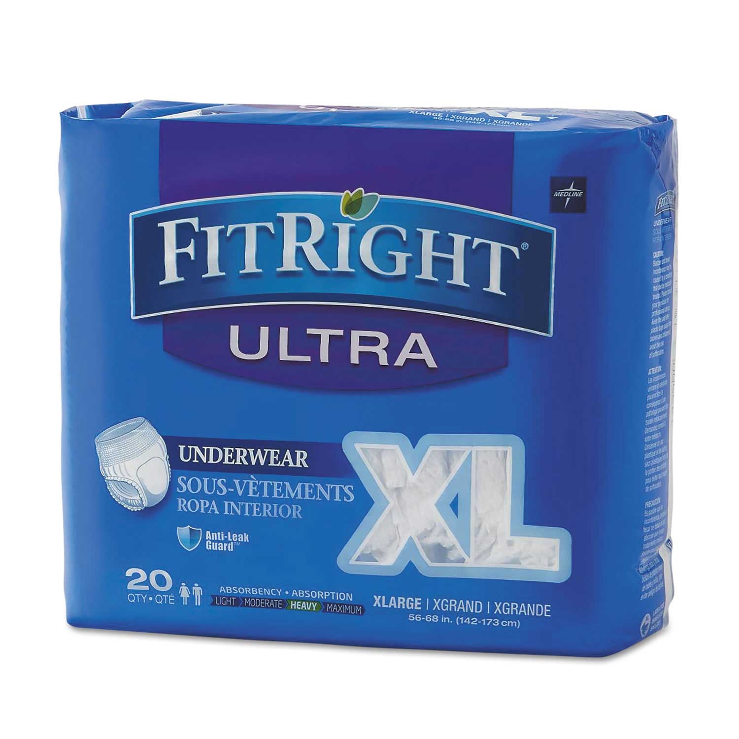 Medline FitRight X-Large Ultra Protective Underwear - 20 per pack -- 1 pack per case