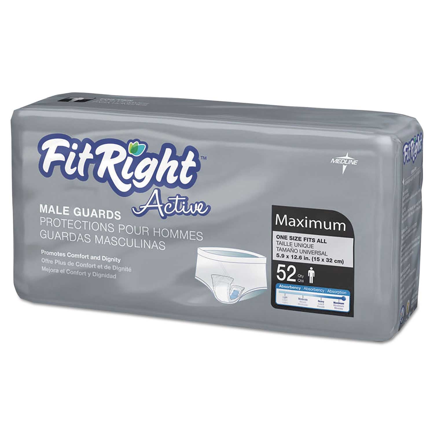 Medline FitRight Active White Male Guards, 6 x 11 inch - 52 per pack -- 1 pack per case