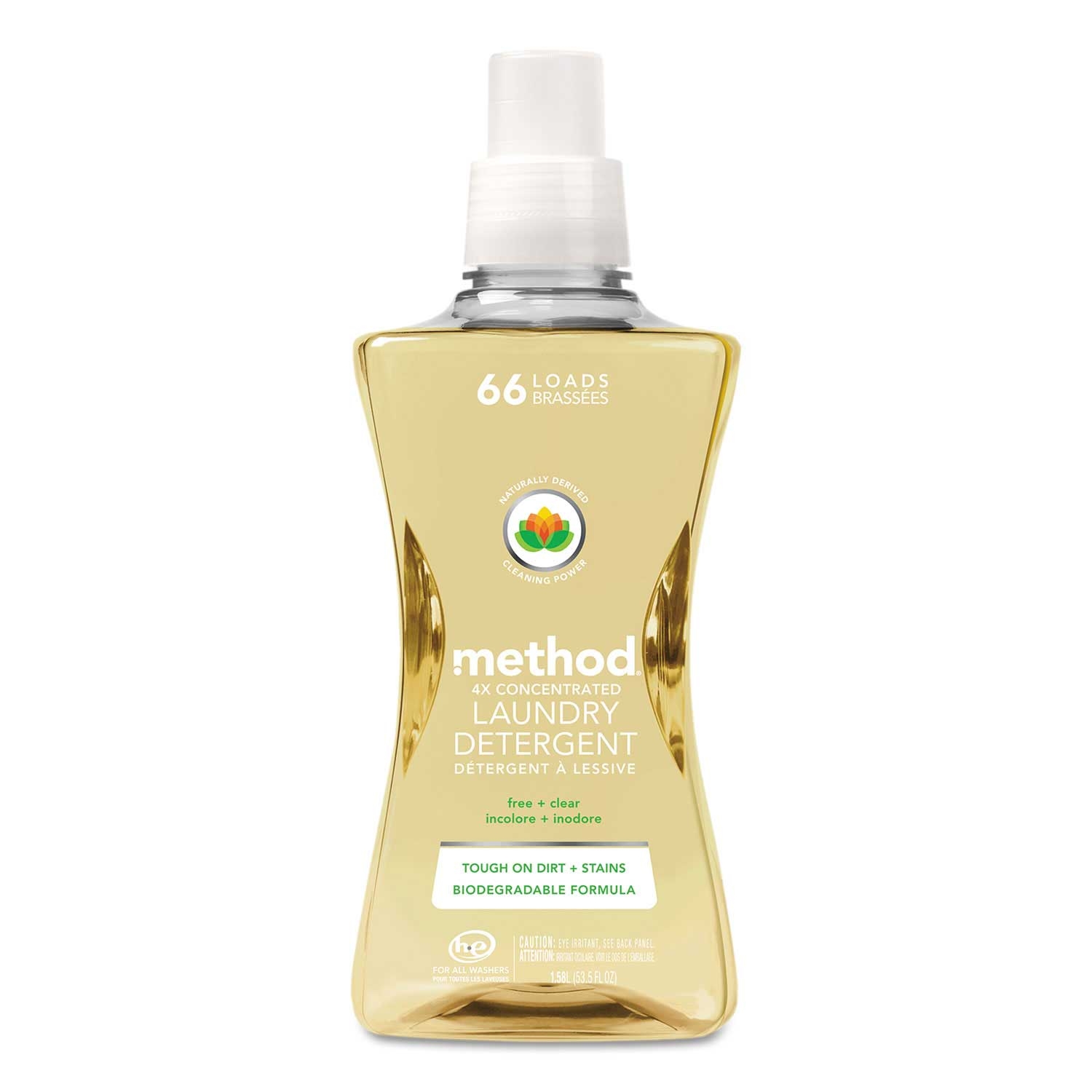Method Free and Clear 4X Concentrated Laundry Detergent, 53.5 Ounce Bottle -- 4 per case