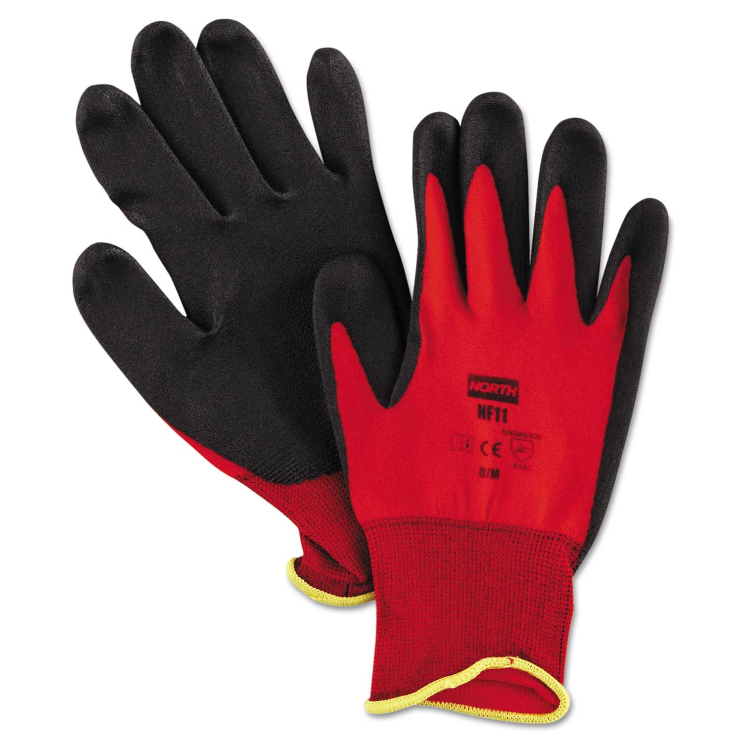 North Safety Northflex Medium Red / Black Foamed PVC Palm Coated Gloves, 10 inch Length -- 12 per case