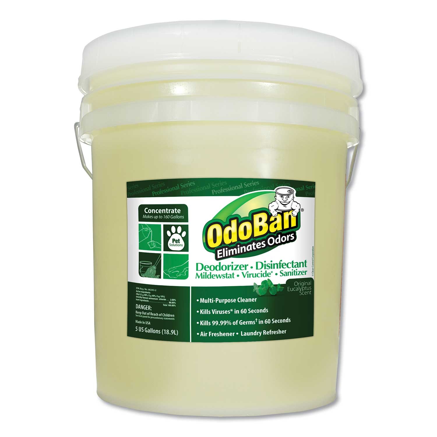 OdoBan Eucalyptus Scent Odor Eliminator Disinfectant Concentrate, 5 Gallon Pail
