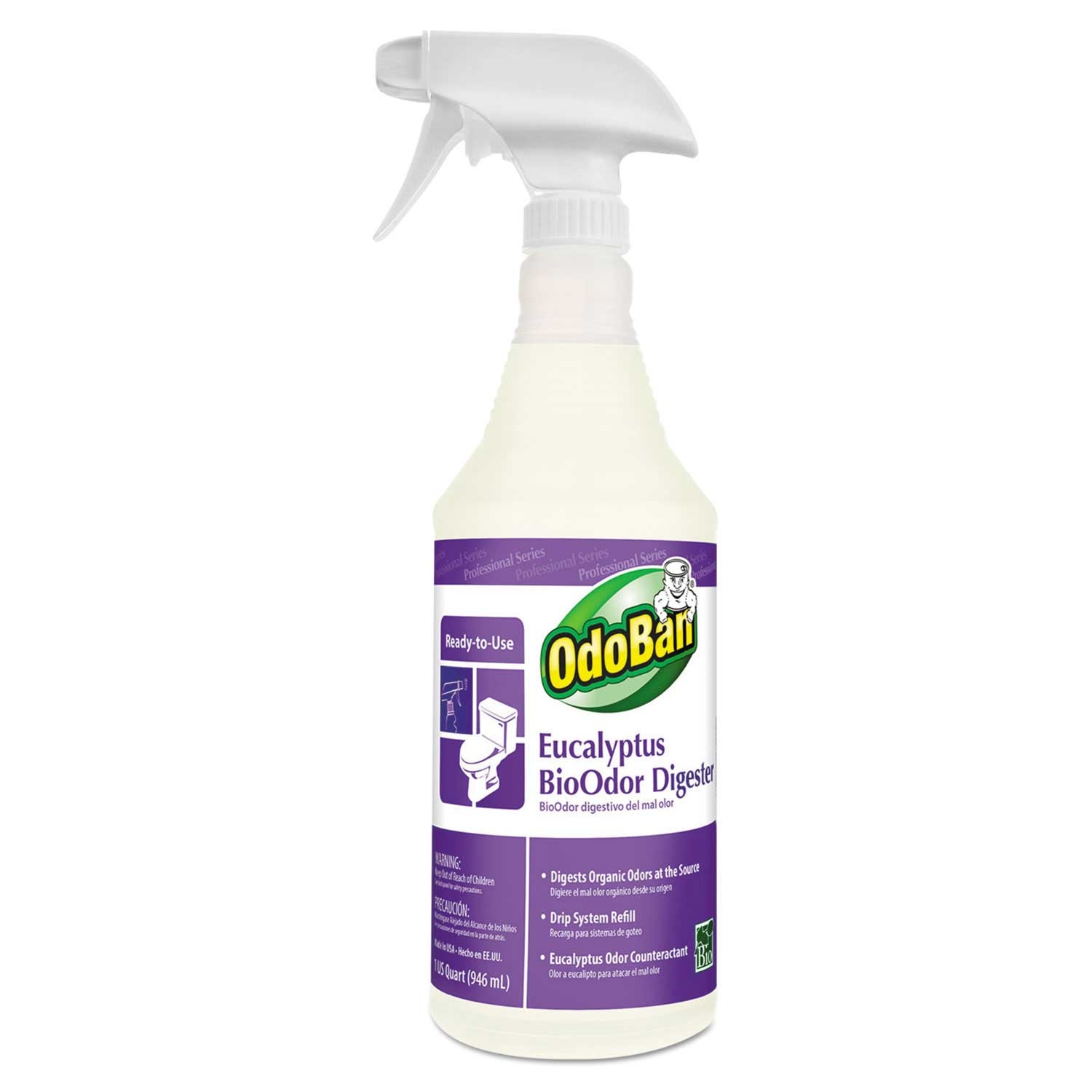 OdoBan Eucalyptus Scent Bioodor Digester, 32 Ounce Bottle -- 12 per case