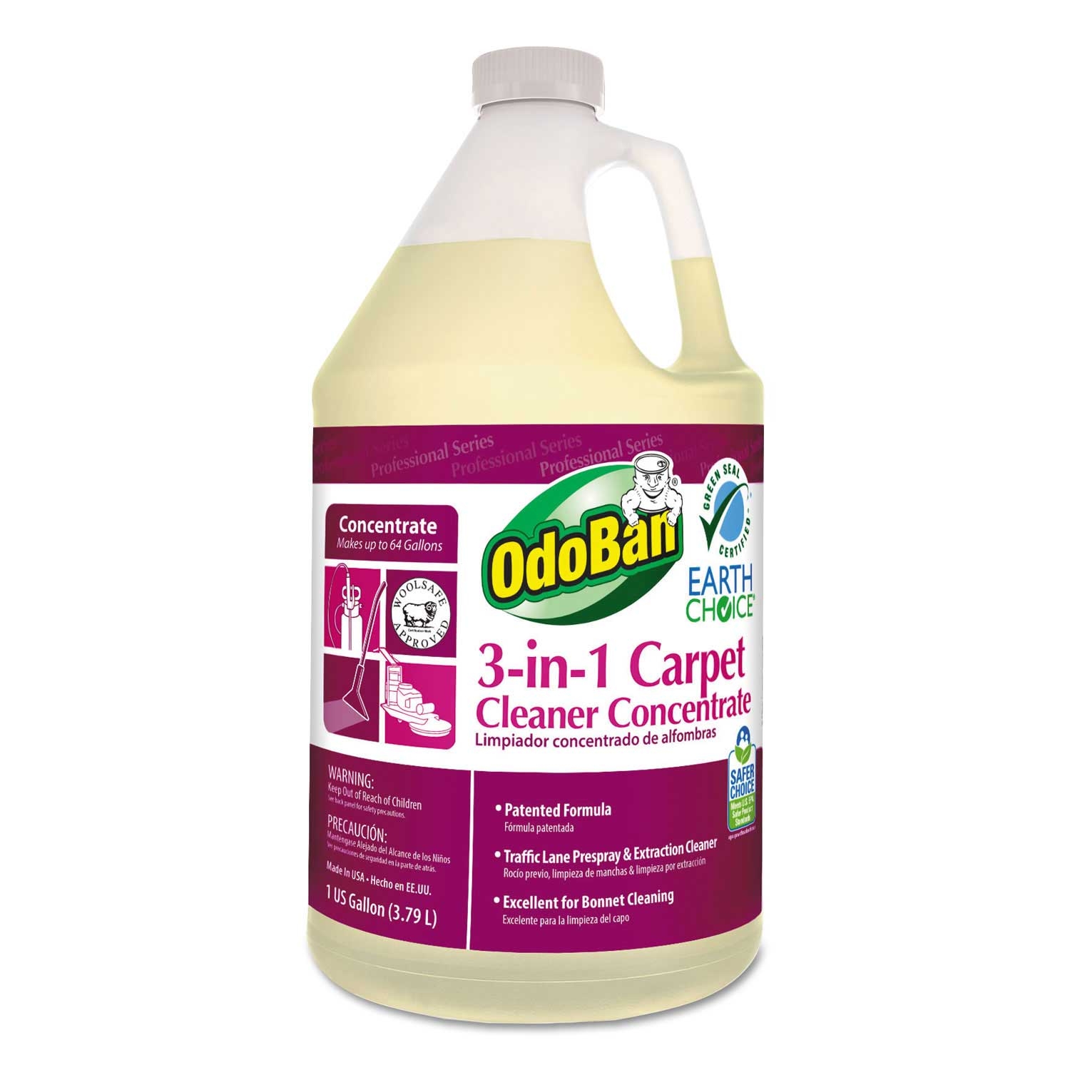 OdoBan Earth Choice Unscented 3 N 1 Carpet Cleaner Concentrate, 128 Ounce Bottle -- 4 per case