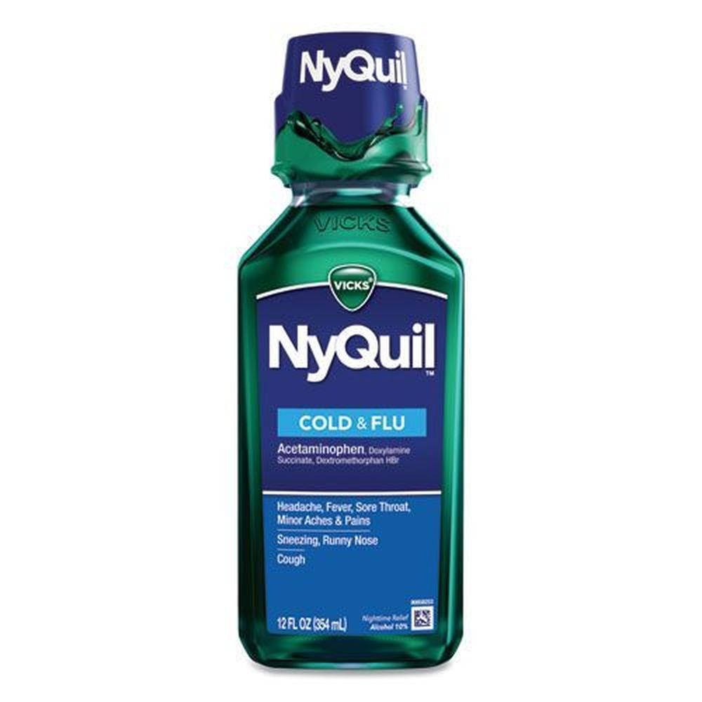 Vicks NyQuil Cold and Flu Nighttime Liquid, 12 Ounce -- 12 per case