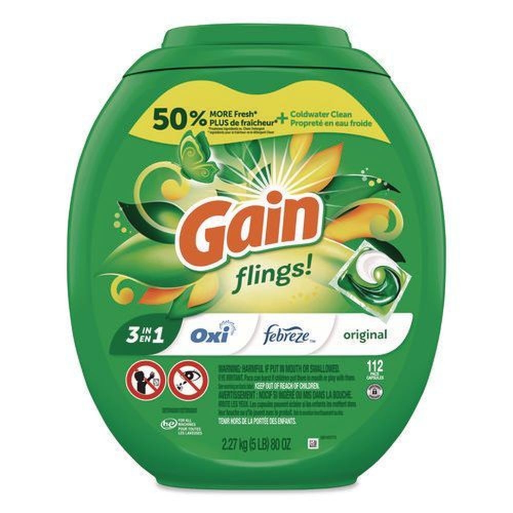 Gain Flings Original Scent Laundry Detergent Pod, 112 count