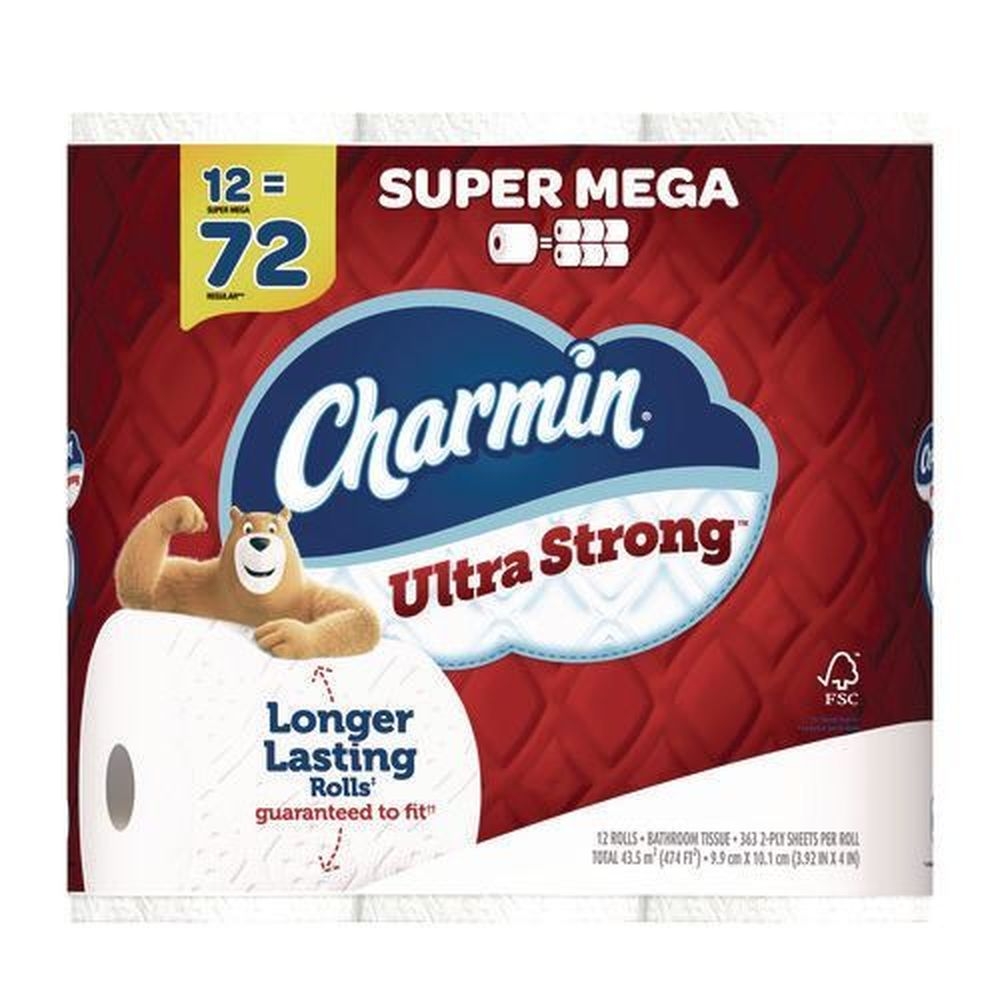 Charmin White 2 Ply Septic Safe Ultra Strong Bathroom Tissue, 363 sheets per roll -- 12 rolls per case