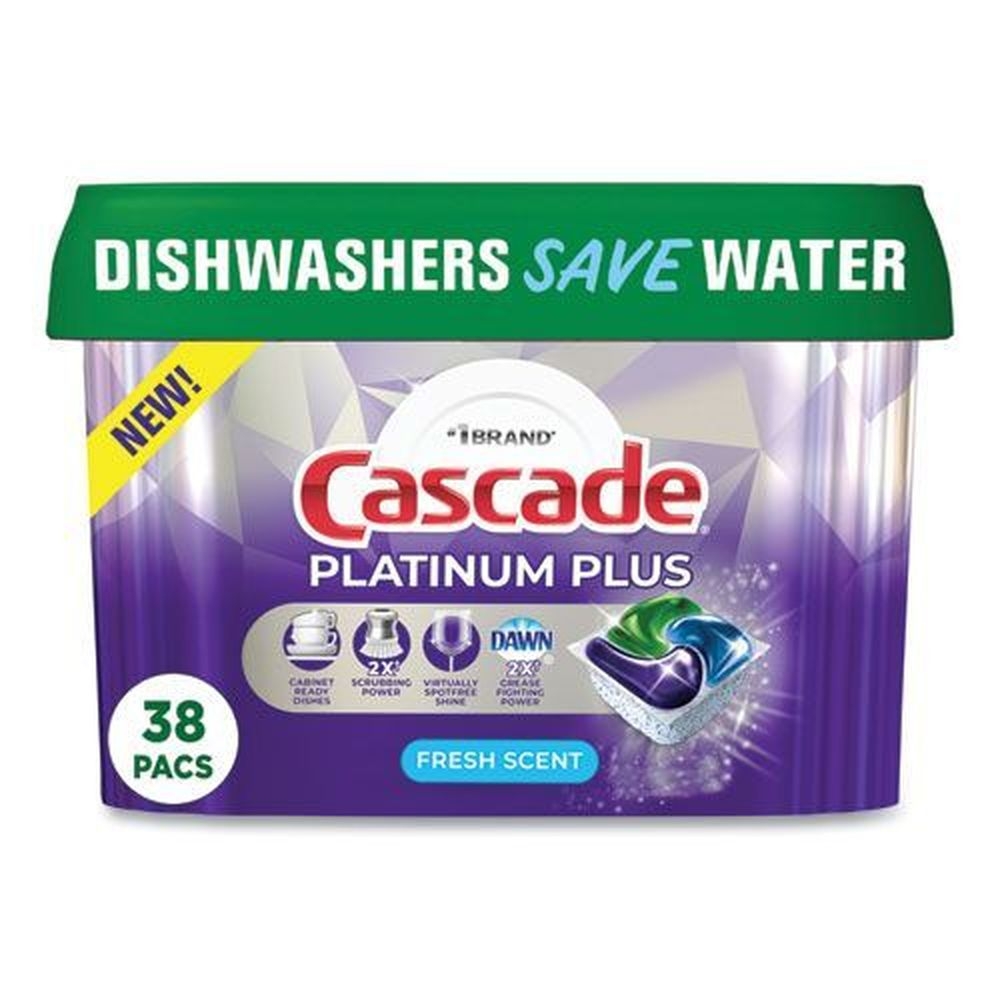 Cascade ActionPacs Fresh Scent Platinum Plus Dishwasher Detergent Pod, 38 count -- 6 per case