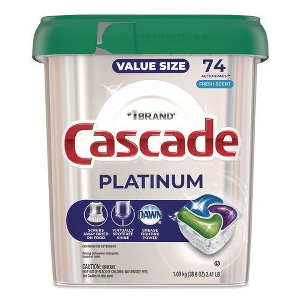 Cascade ActionPacs Platinum Fresh Scent Dishwasher Detergent, 74 count