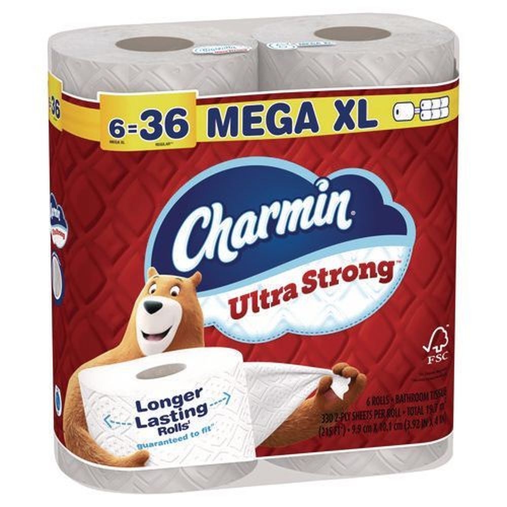 Charmin White 2 Ply Septic Safe Ultra Strong Bathroom Tissue, 330 sheets per roll -- 18 rolls per case