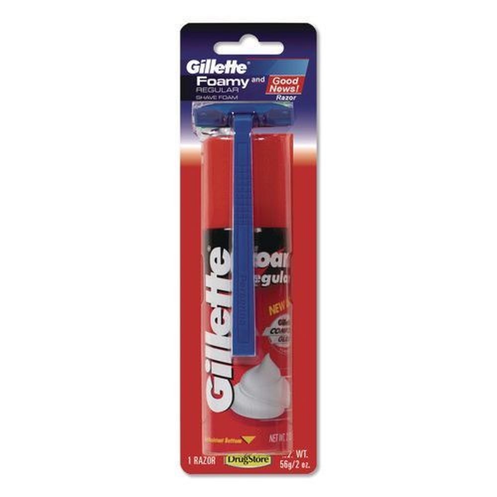 Gillette 2 Blade Razor and 2 Ounce Foam Shave Cream Shave Kit