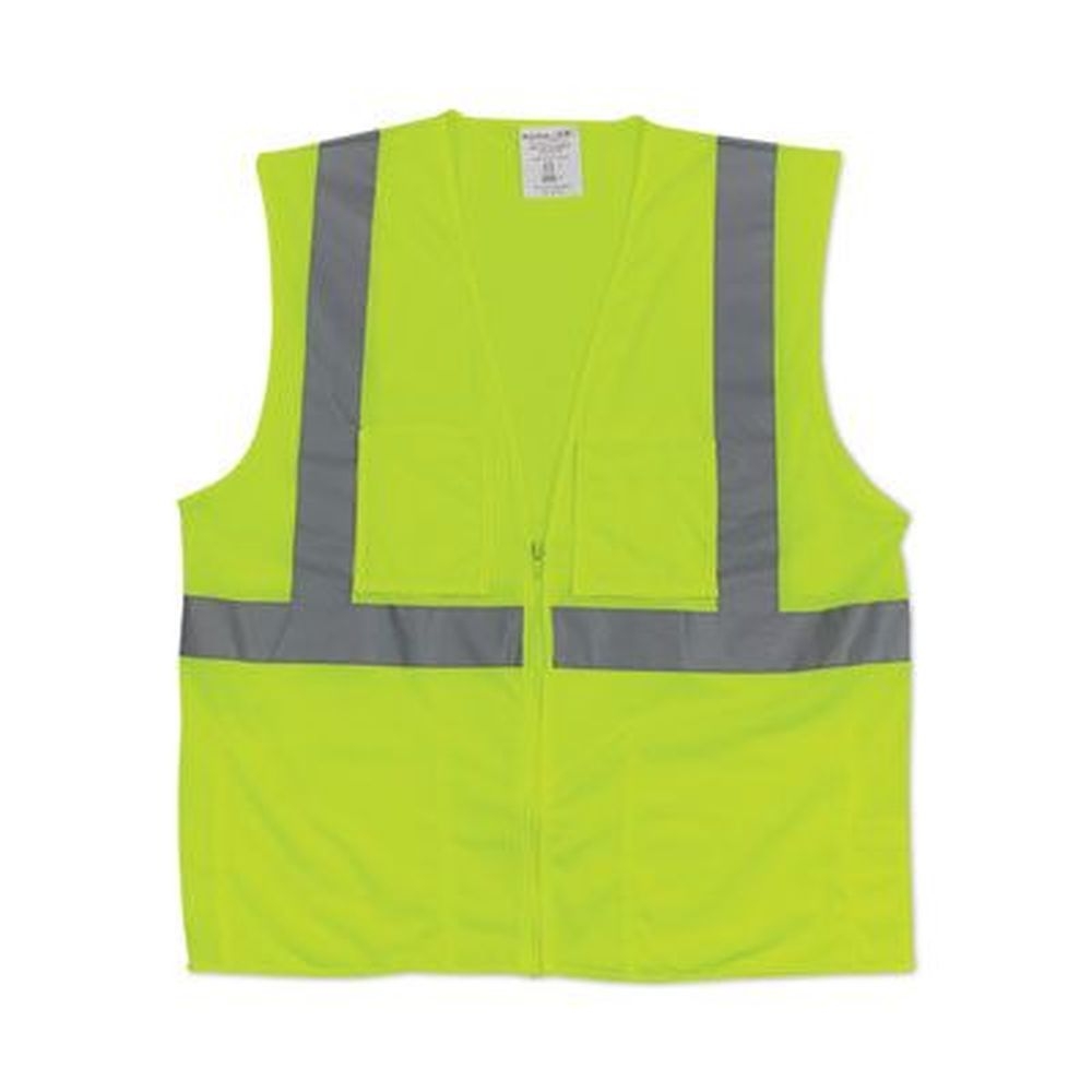 PIP Polyester Mesh 2X-Large Hi-Viz Lime Yellow ANSI Class 2 Hook and Loop Safety Vest