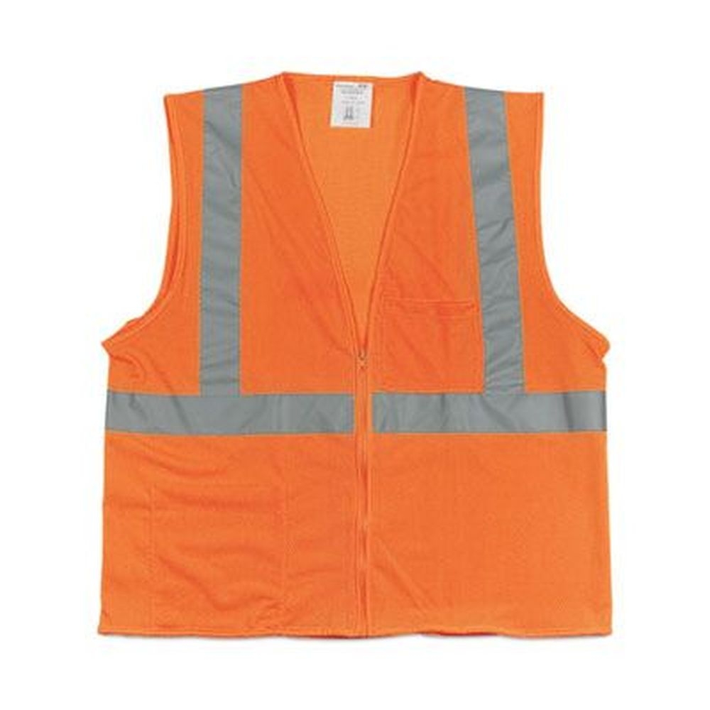 PIP Polyester Mesh 2X-Large Hi-Viz Orange ANSI Class 2 Hook and Loop Safety Vest