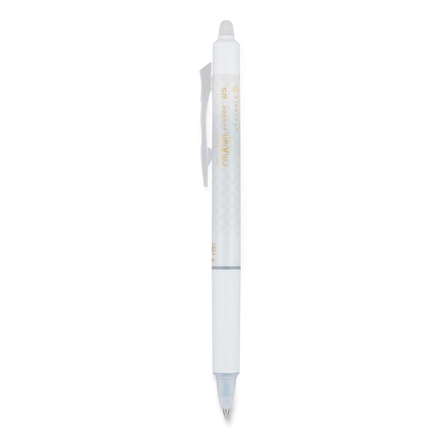 Pilot FriXion Clicker Extra Fine 0.5 mm Black Ink White Barrel Retractable Erasable Gel Pen -- 12 per case