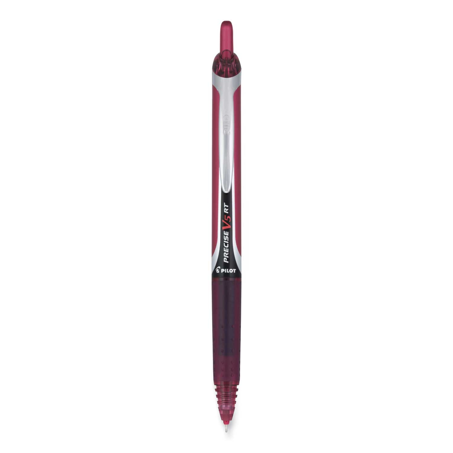 Pilot Precise V5RT Extra Fine 0.5 mm Burgundy Ink Burgundy/Silver Barrel Retractable Roller Ball Pen -- 12 per case