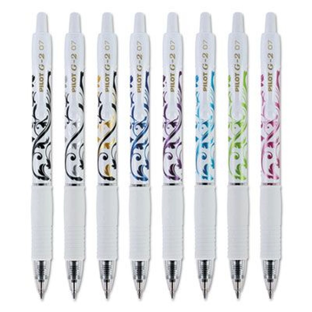 Pilot Fine 0.7 mm Five Assorted Ink and Barrel Colors Retractable G2 Fashion Premium Gel Pen -- 5 per pack