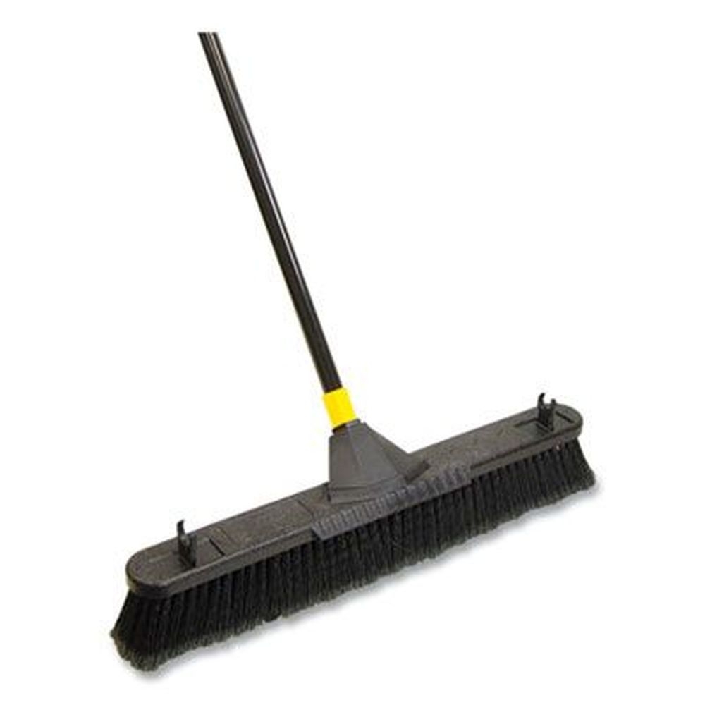 Quickie Black/Yellow Bulldozer Smooth Surface Pushbroom with Scraper Block, 24 x 60 inch