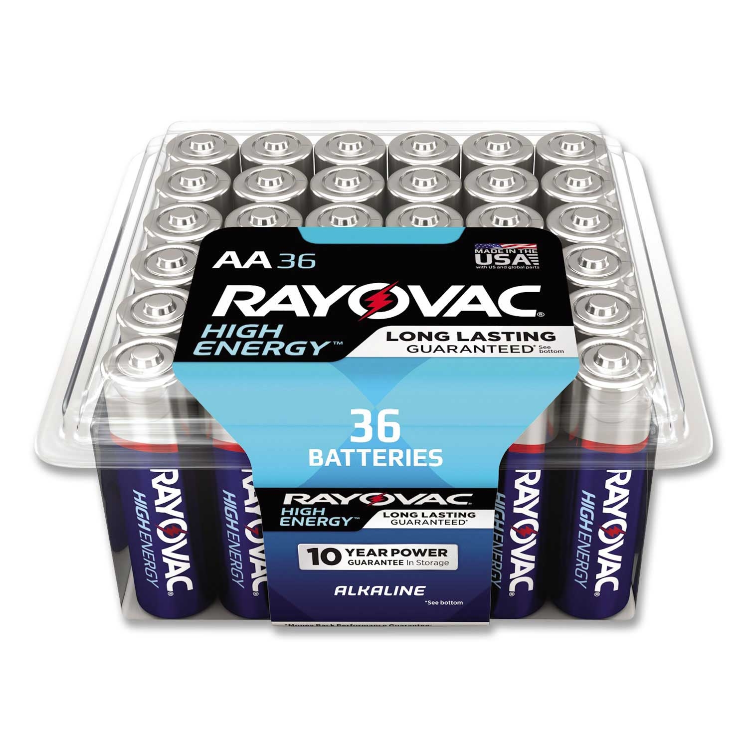 Rayovac High Energy Premium Alkaline AA Battery - 36 per pack -- 1 pack per case