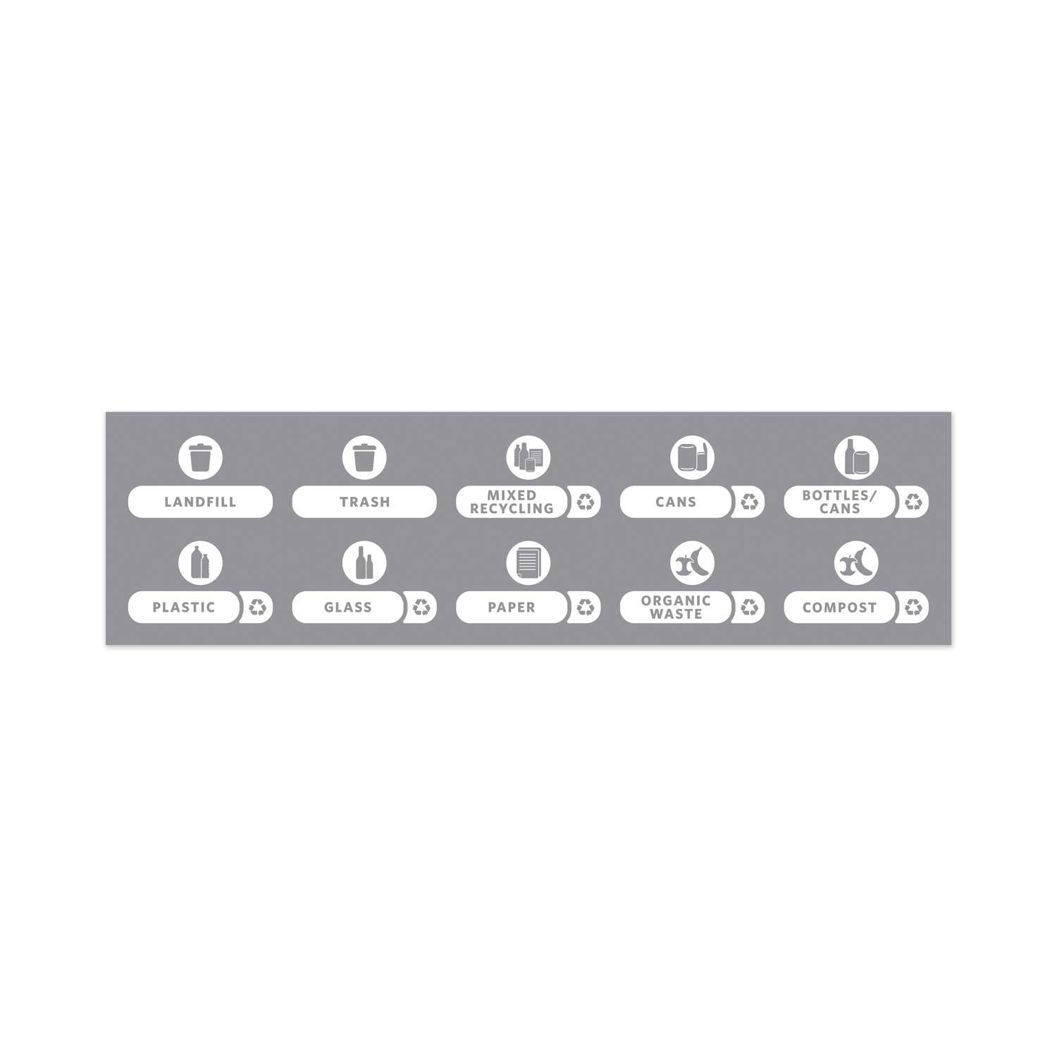 Rubbermaid Commercial White Clear Recycle Label Kit for Slim Jim Recycling Station Billboard, 5.59 x 9.55 inch