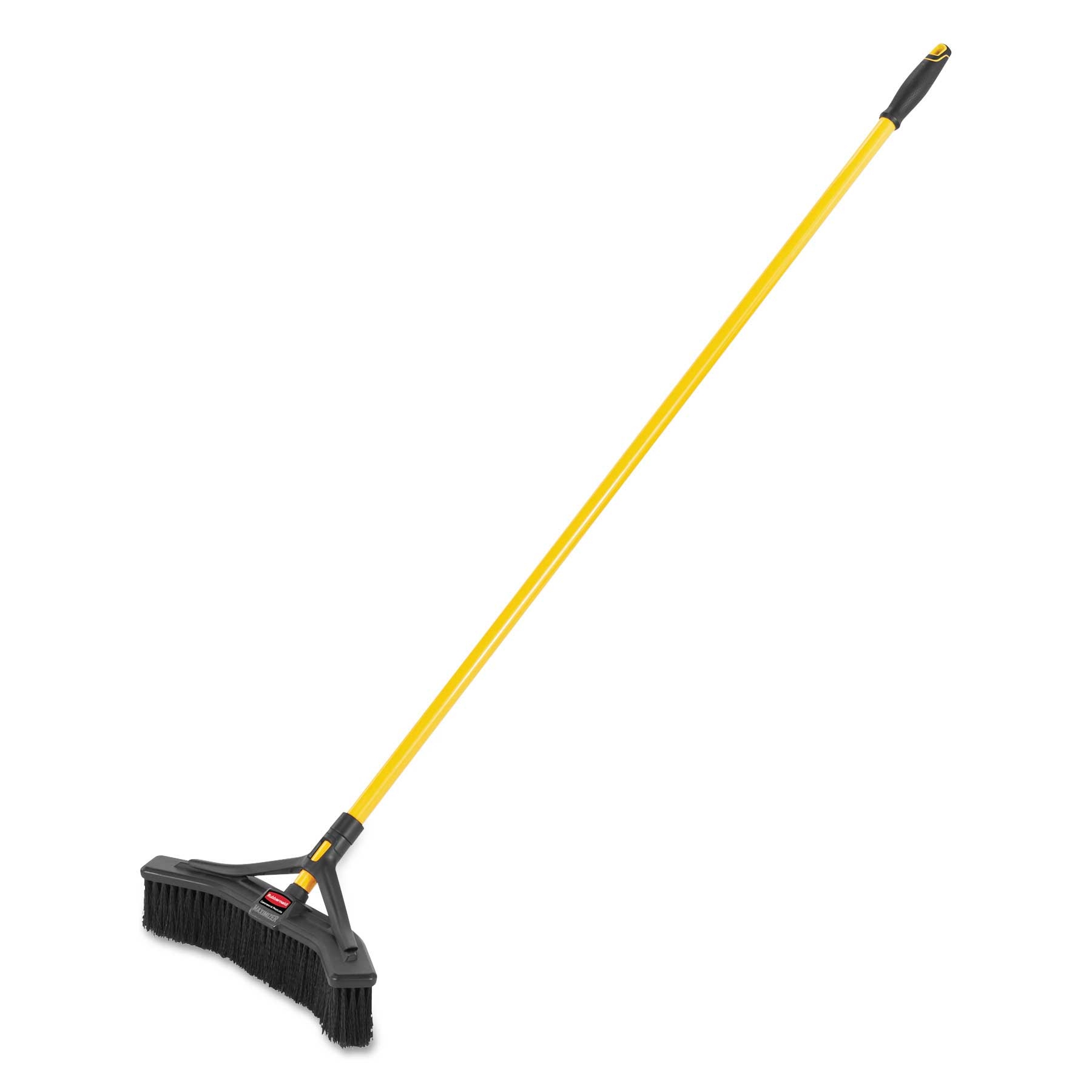 Rubbermaid Commercial Yellow Black Polypropylene Bristles Maximizer Push to Center Broom, 18 inch