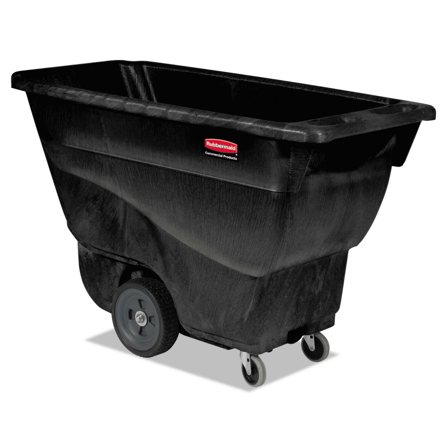 Rubbermaid Commercial Black Rectangular Structural Foam Tilt Truck, 450 Pound Capacity