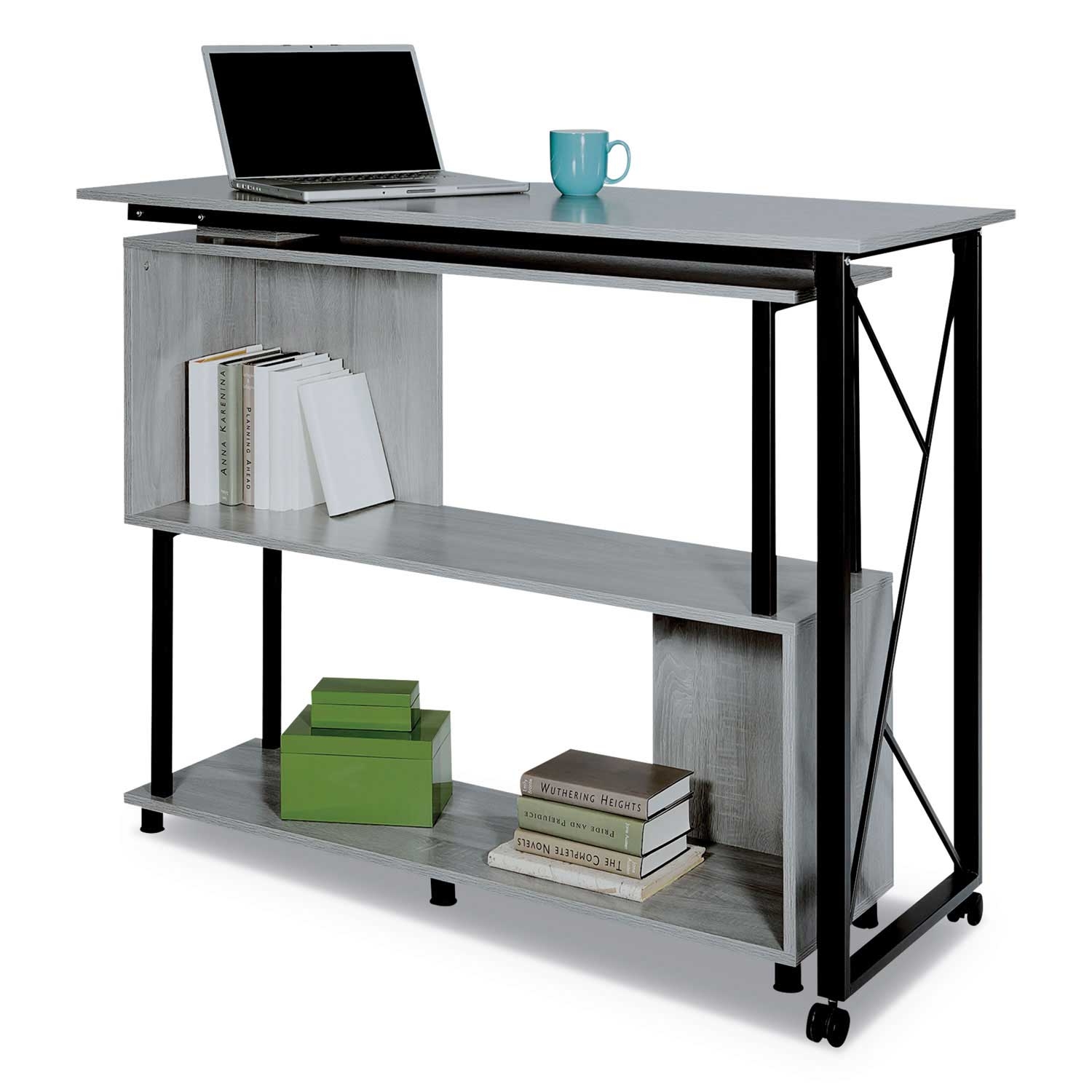 Safco Mood Collection Gray Standing Height Desk, 53.25 x 21.75 x 42.25 inch