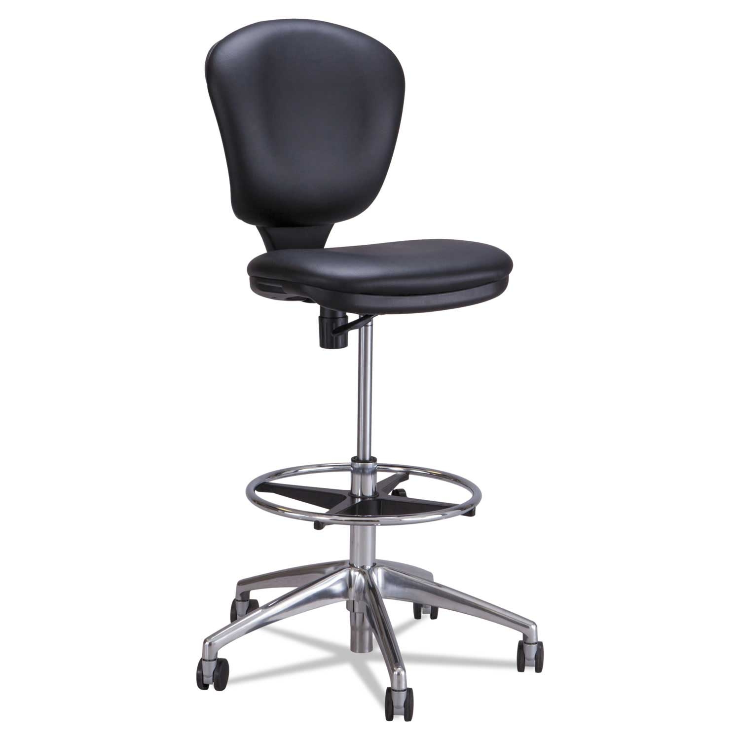 Safco Metro Collection Vinyl Black Seat and Back Extended-Height Chair with Chrome Base, 26 x 26 x 39 inch