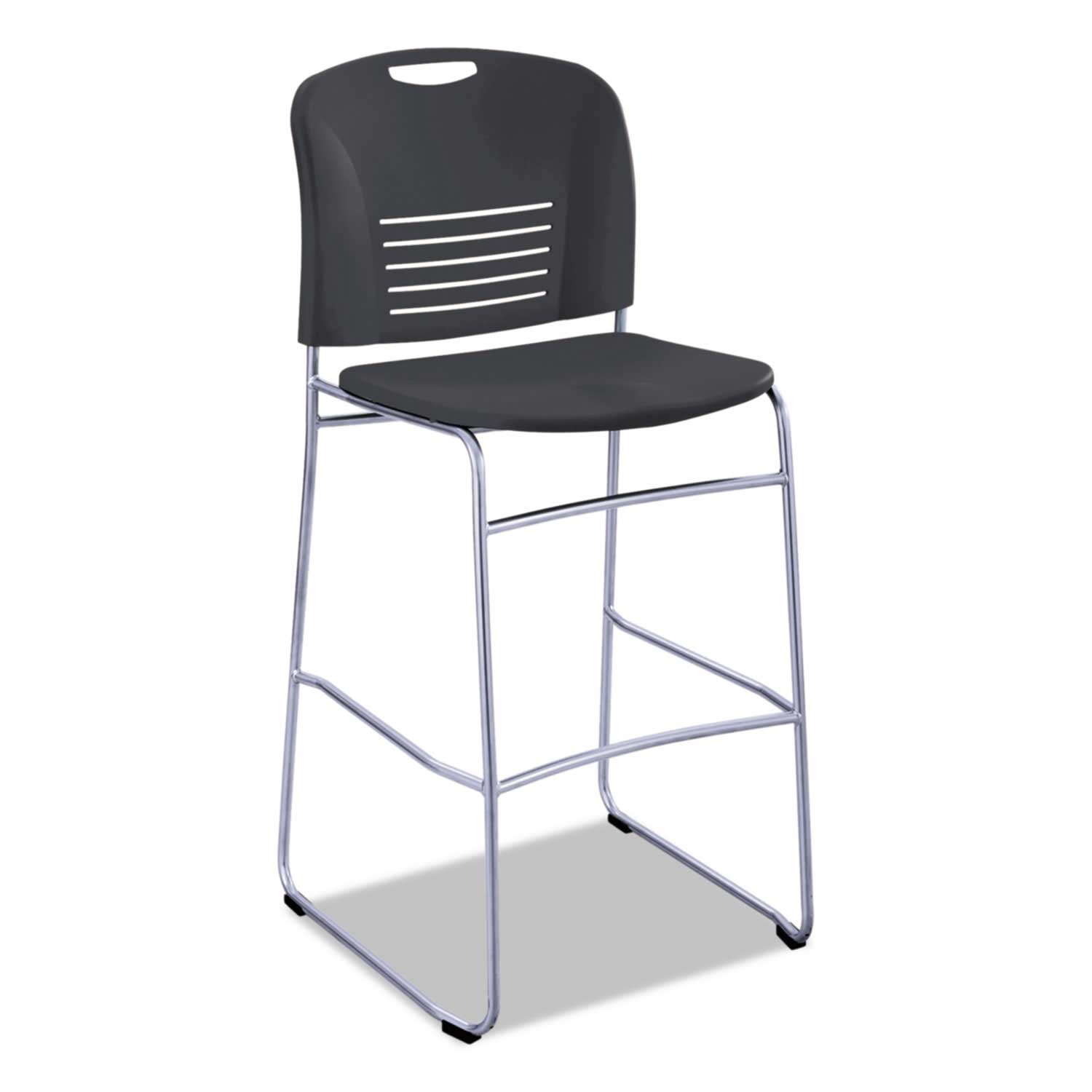 Safco Plastic Black Seat and Back Vy Sled Base Bistro Chair with Silver Base, 18 x 22 x 45 inch