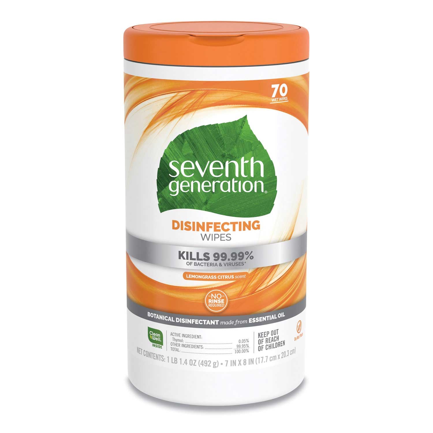 Seventh Generation Multi Surface Disinfecting Wipe, 70 count canister