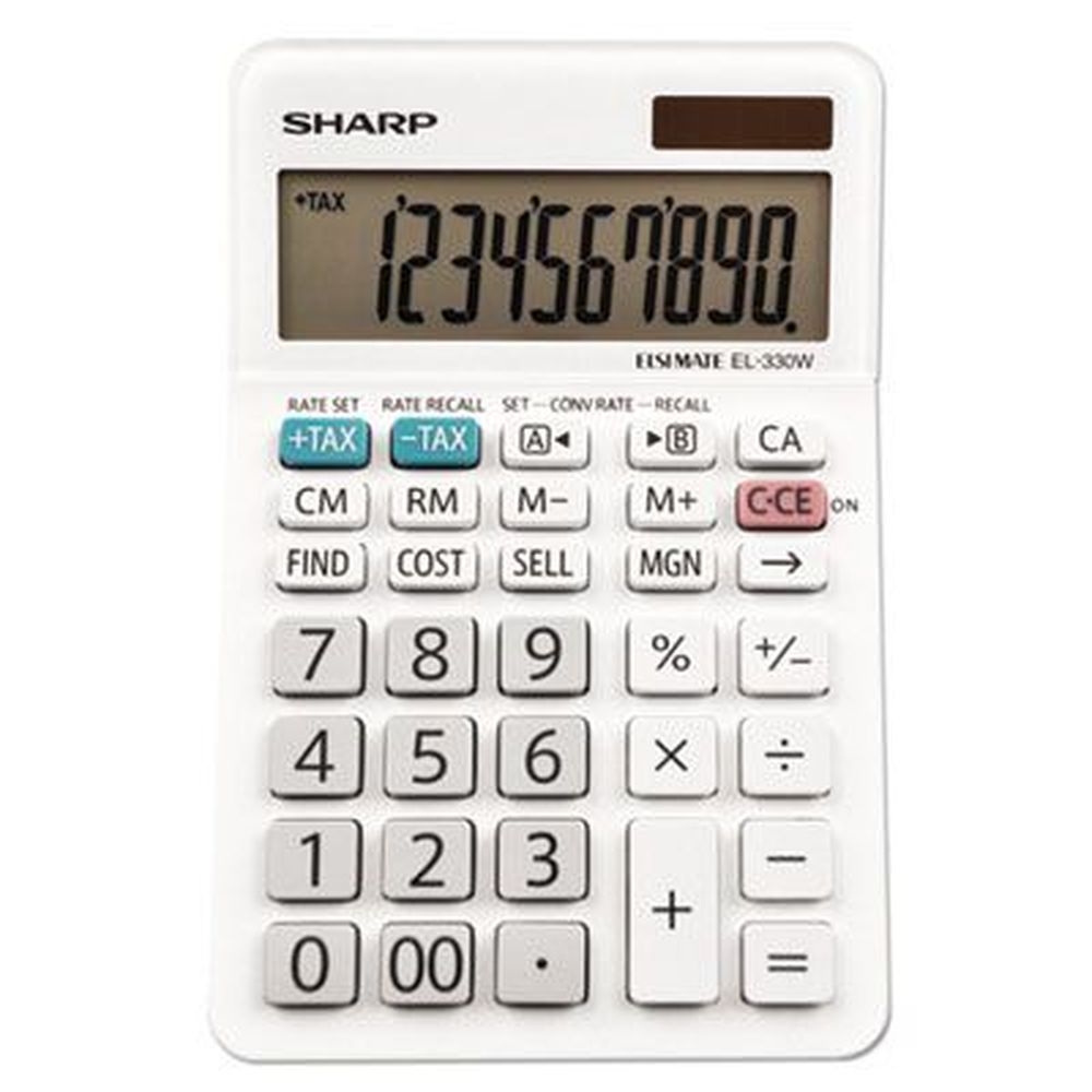 Sharp 10 Digit Lcd El-330wb Desktop Calculator