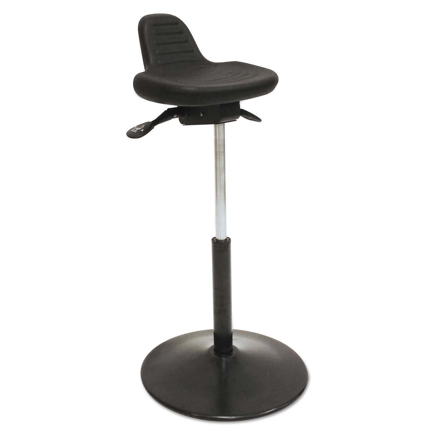 ShopSol Black Seat and Back Pneumatic Sit-Stand Stool with Black Base