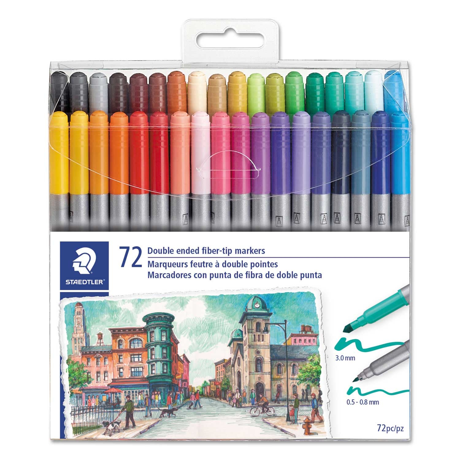 Staedtler Assorted Bullet Tips Double Ended Marker - 72 per pack -- 1 pack