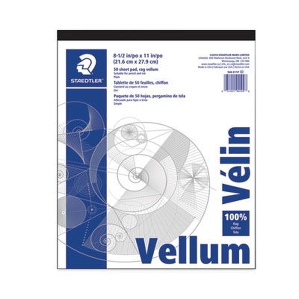 Staedtler 8.5 x 11 inch Mars Translucent Vellum Art and Drafting Paper, 50 per Pad