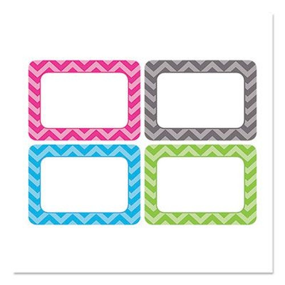 Teacher Created Resources Chevron Border Design Assorted Colors All Grade Self-Adhesive Name Tag, 3.5 x 2.5 inch -- 36 per pack