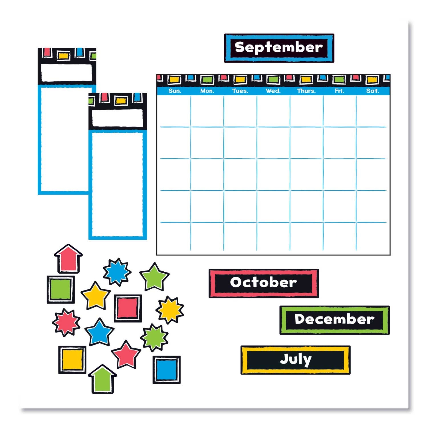 Trend Assorted Bold Strokes Wipe-Off Calendar Bulletin Board Set, 18 x 26.5 inch
