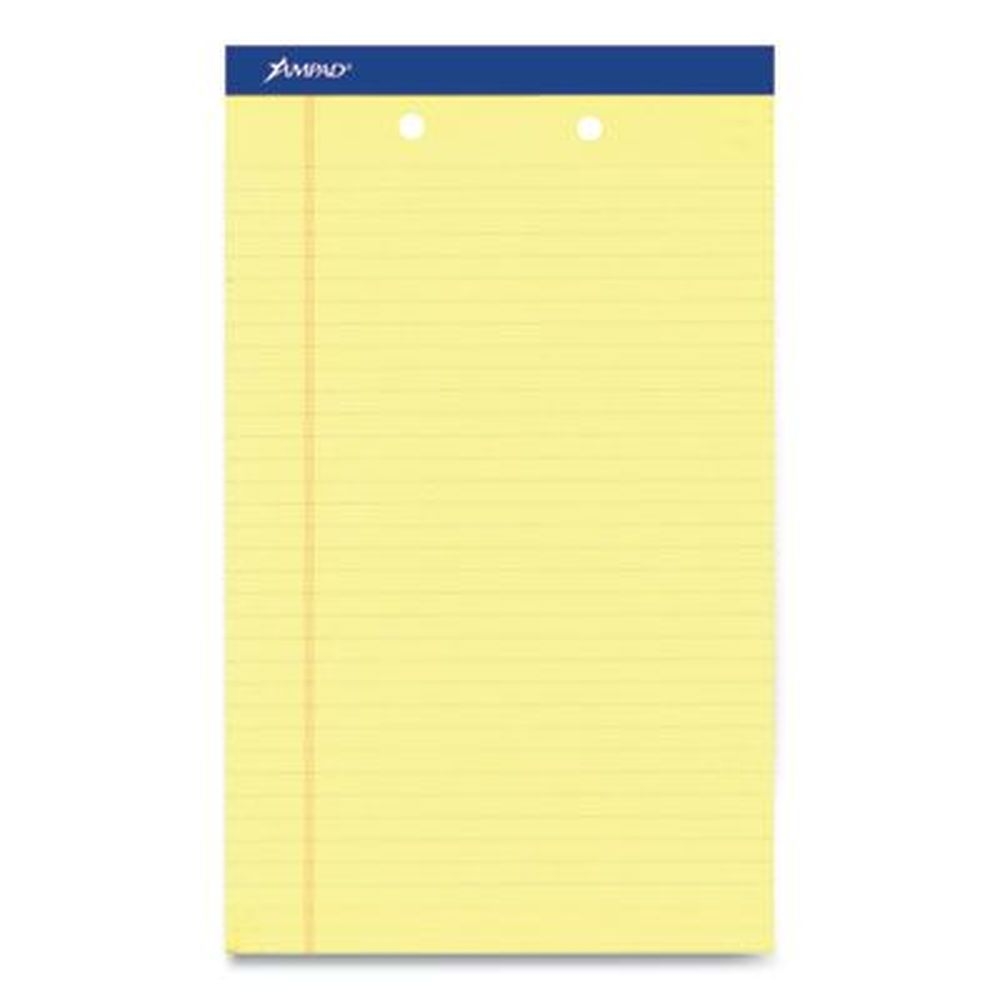 Ampad Wide/Legal Rule 50 Canary-Yellow Perforated Writing Pad with 8.5 x 14 inch Sheets -- 12 per case