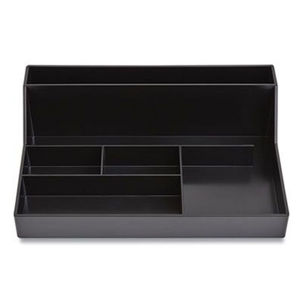TRU RED Black 6 Compartment Plastic Desktop Organizer, 6.81 x 9.84 x 2.75 inch