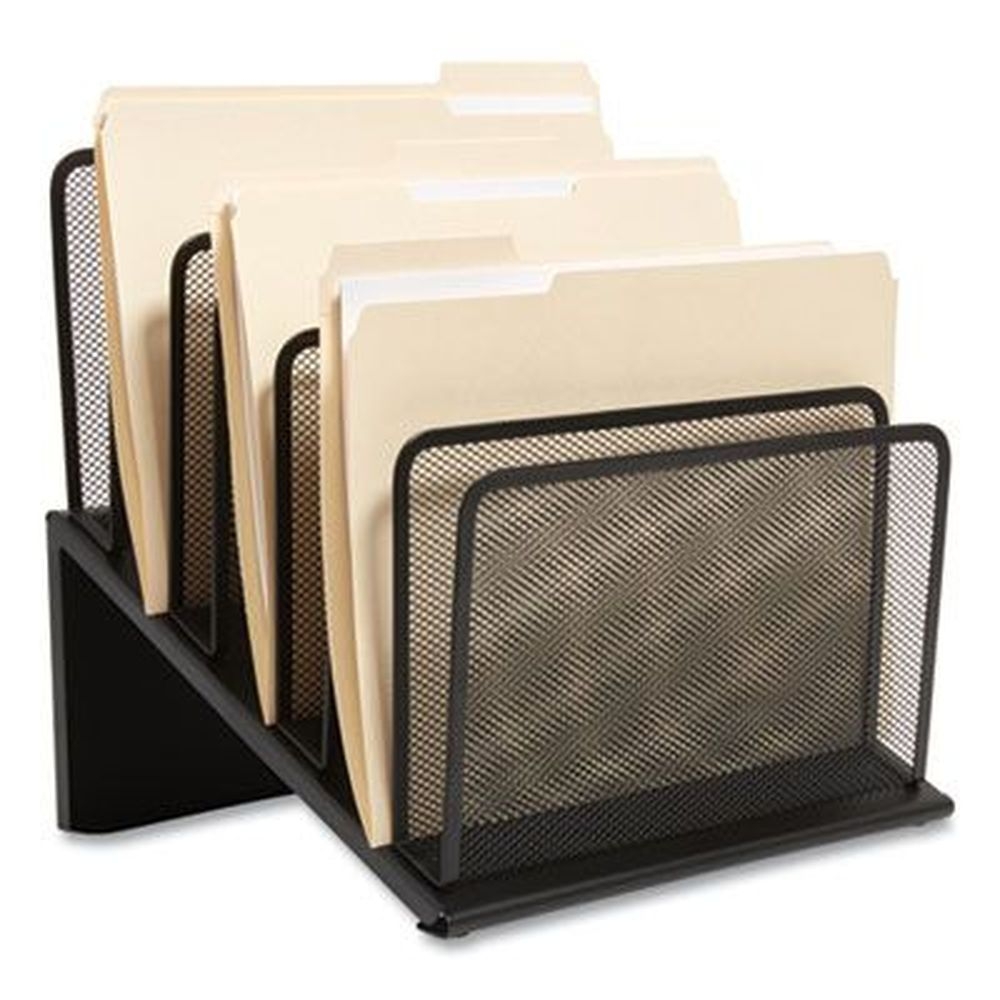 Tru Red Matte Black Open Design 7 Sections Letter-Size Wire Mesh Incline Sorter, 11.41 x 11.41 x 11.02 inch