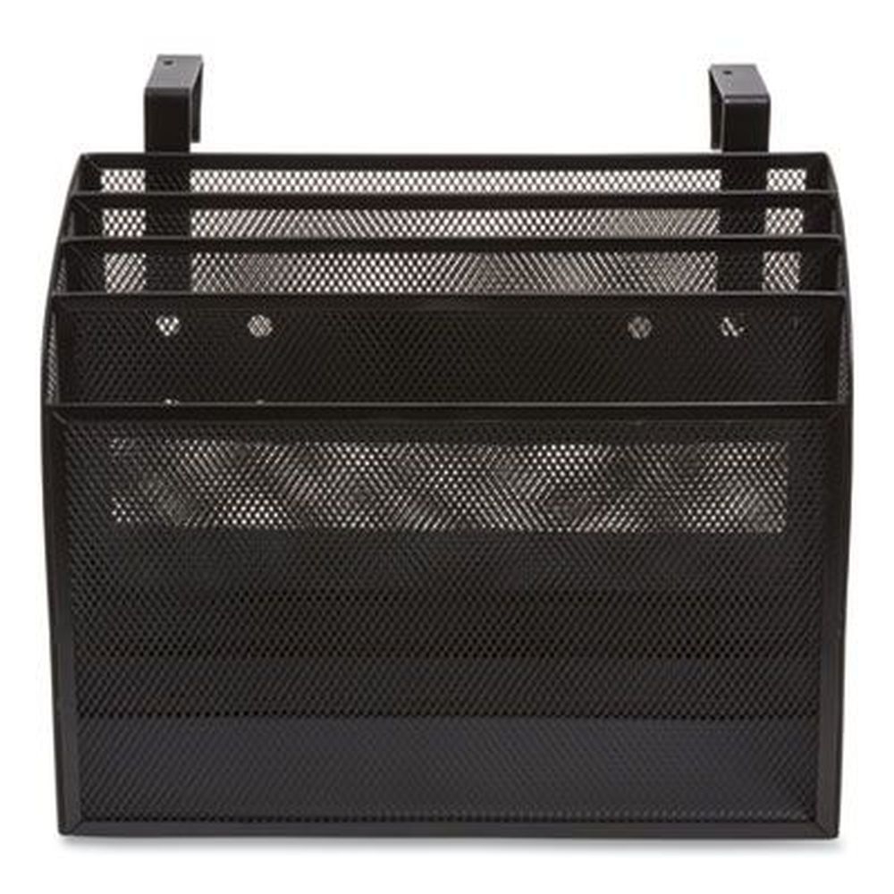 Tru Red Matte Black Enclosed Design 4 Sections Letter-Size Wire Mesh Incline Sorter, 12.99 x 6.49 x 10.15 inch