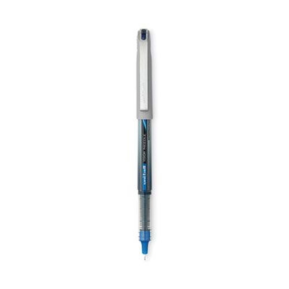 uniball Vision Micro 0.5 mm Blue Ink Black/Blue Barrel Roller Ball Pen Stick -- 12 per case