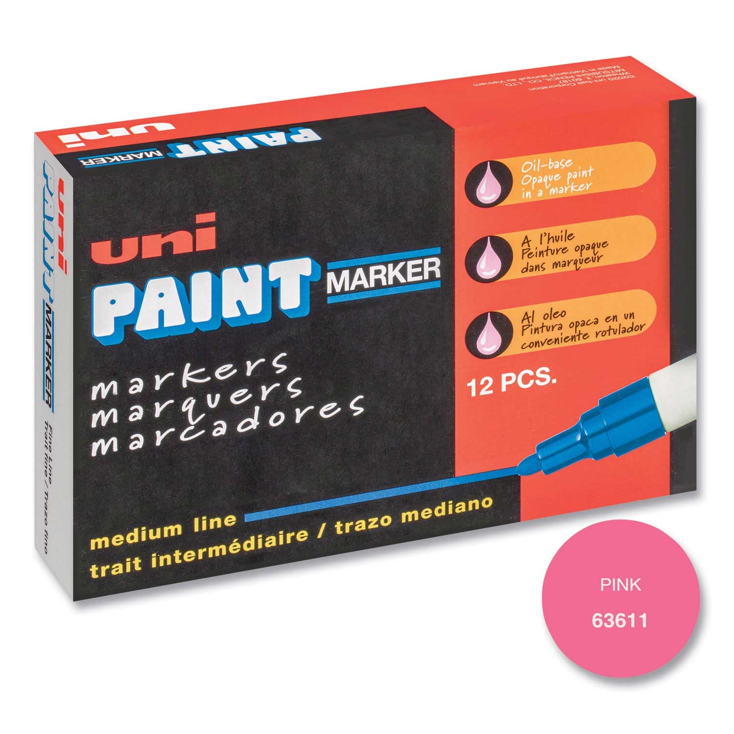 Uni Paint Pink Medium Bullet Tip Permanent Marker