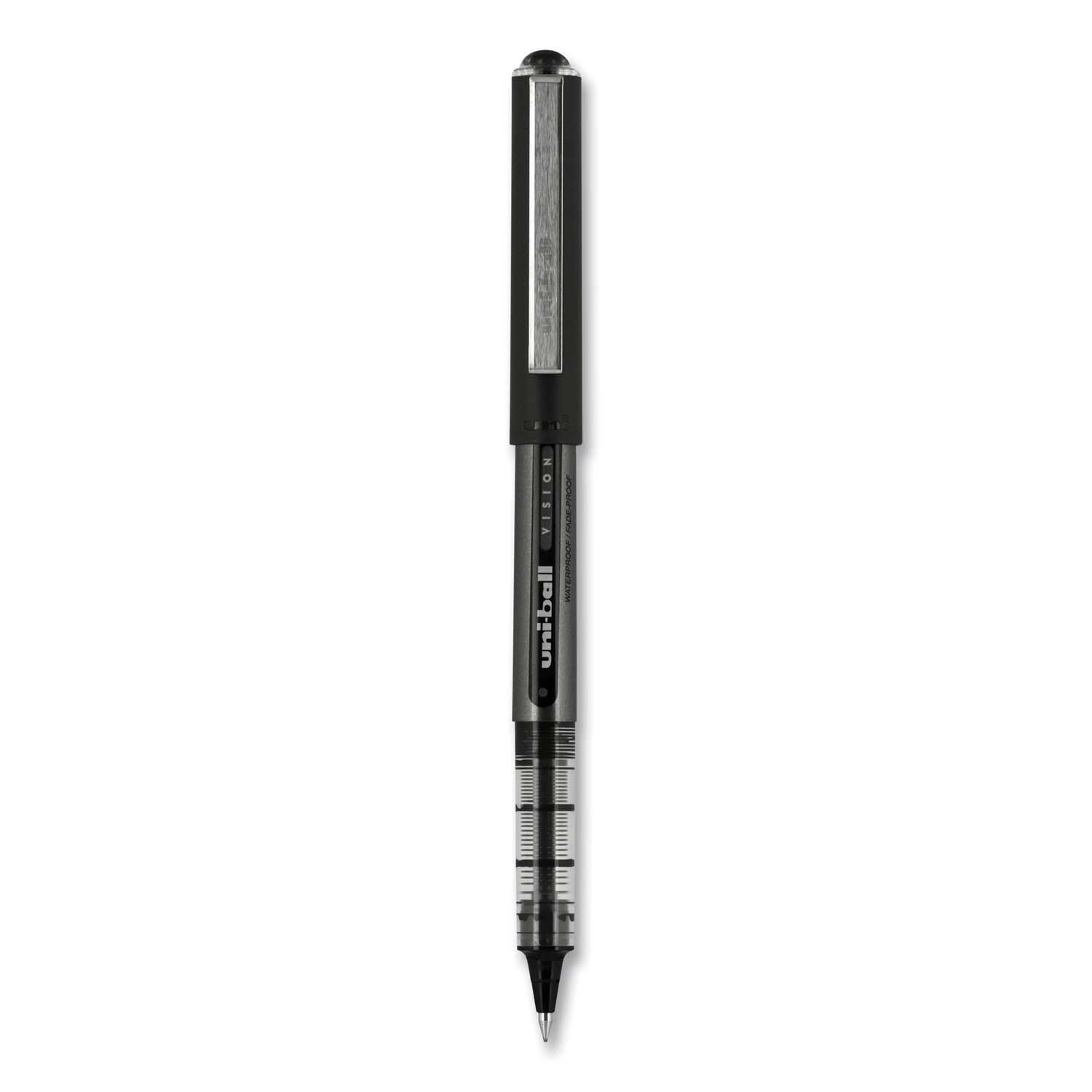 Uni Ball Black Ink Black Barrel Bold 1 Mm Vision Roller Ball Pen -- 12 per case
