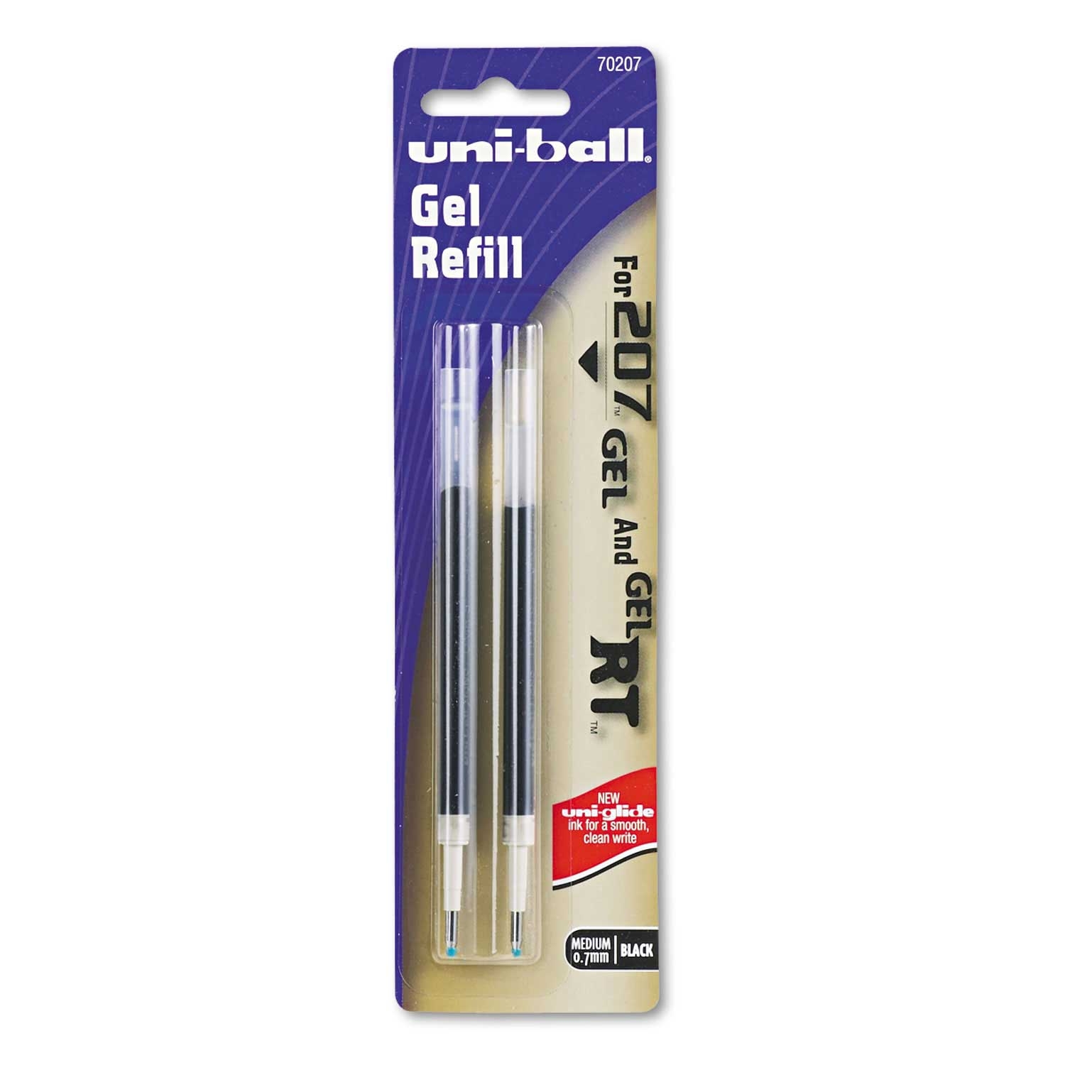 Uni Ball Black Ink Medium Point Refill for Signo Gel 207 Pen - 2 count per pack -- 1 pack per case